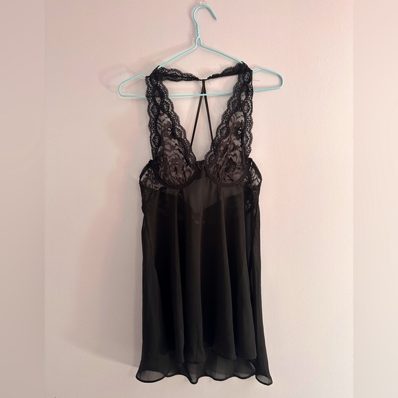 vintage y2k black bustier lingerie dress size small - Picture 1 of 3